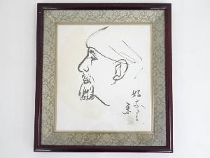 作家物　横顔　肉筆色紙額装